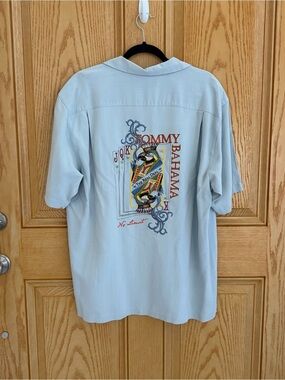Tommy Bahama Men’s XL 100% silk embroidered The real deal cards shirt